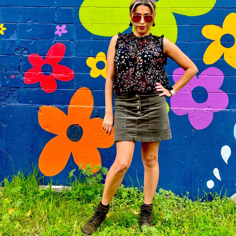 Velvet mini skirt